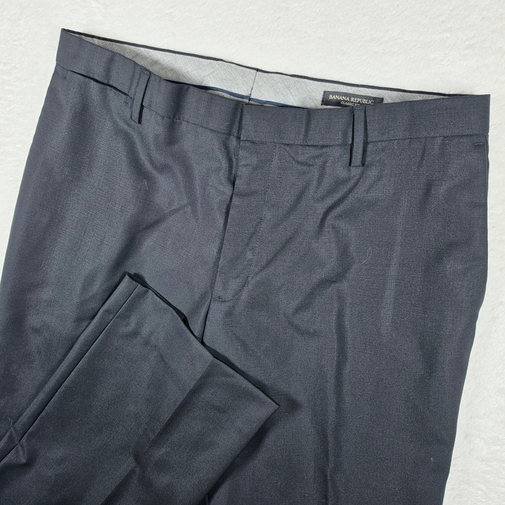 Banana Republic Classic Fit Mens 34x30 Black Wool Dress Pants 762497